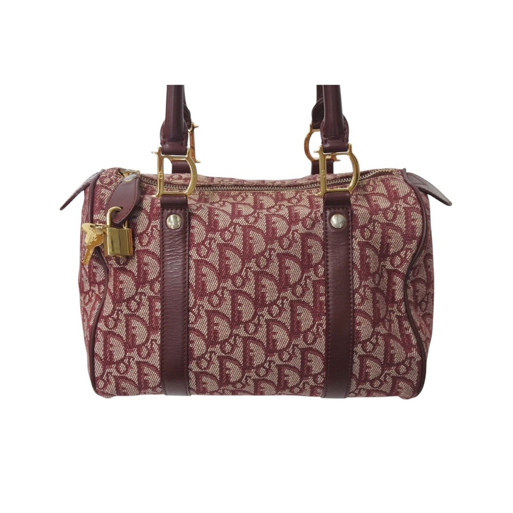 Dior Speedy Christian Boston Handbag Red Trotter Jacquard